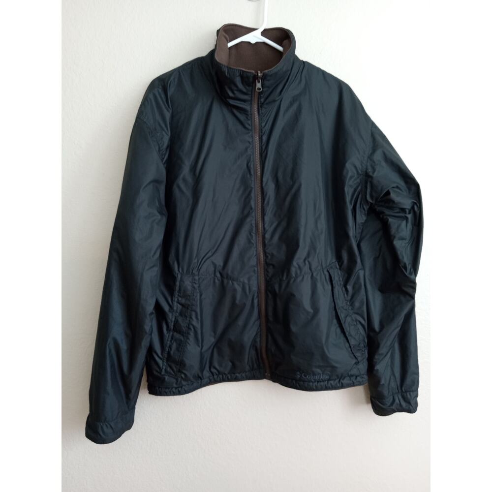 Columbia Men's Black Brown Reversible Softshell Tech Jacket L